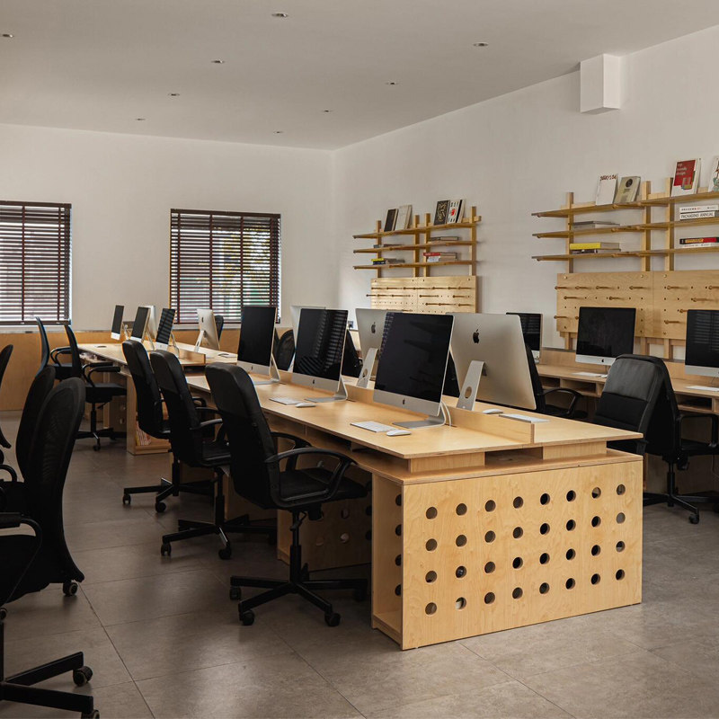 会议桌长桌现代简约洽谈桌电脑桌服装店中岛工作台实木办公桌子