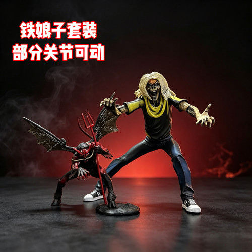 neca 铁娘子Eddie手办 恶魔人偶套装 复古摇滚模型摆件收藏玩具