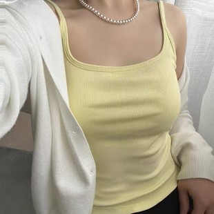 枫芝欣6615 小吊带背心女纯欲风带胸垫内搭外穿透气打底上衣 无袖