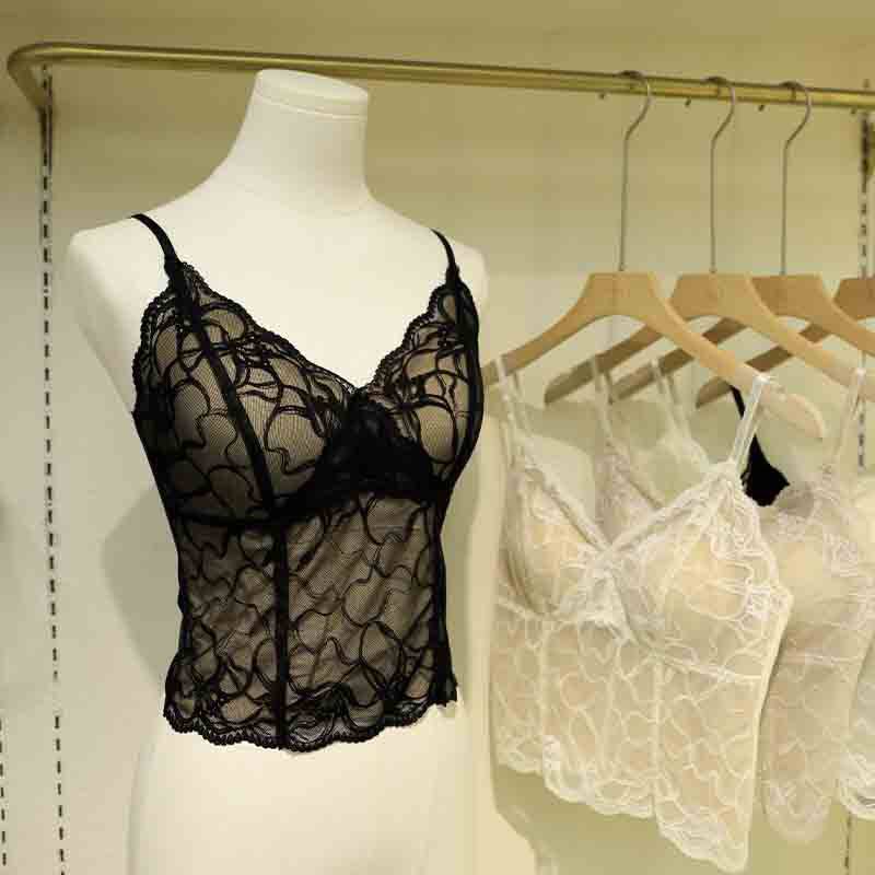 2026早春法式复古蕾丝带胸垫女内搭无痕吊带百搭美背外穿背心女