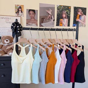 美式 多巴胺内搭外穿运动瑜伽上衣329 辣妹ebb吊带背心带胸垫女夏季