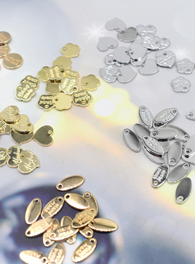 韩国进口金色handmade圆心椭圆形金属吊牌手工diy发夹装饰品材料