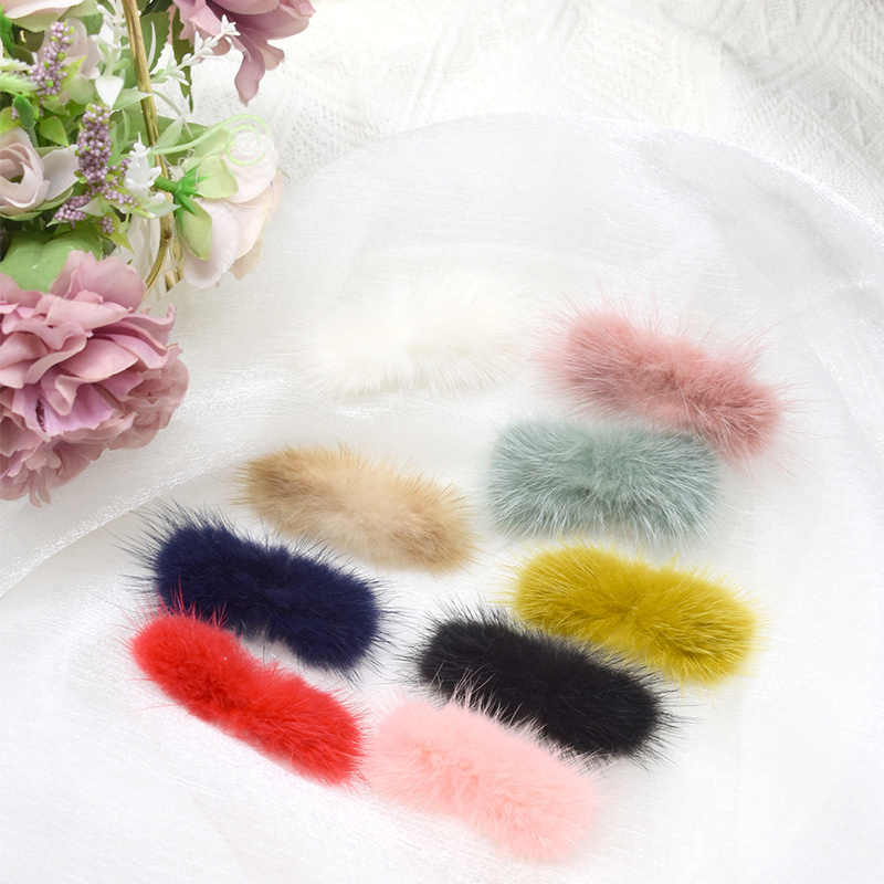 可爱小蝴蝶结形状水貂毛条手工diy儿童发夹装饰毛球秋冬饰品材料