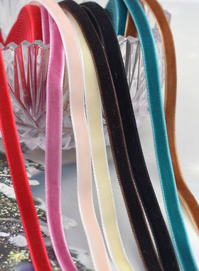 5折单面0.7cm窄丝绒丝带包夹子diy头饰材料小蝴蝶结装饰丝带