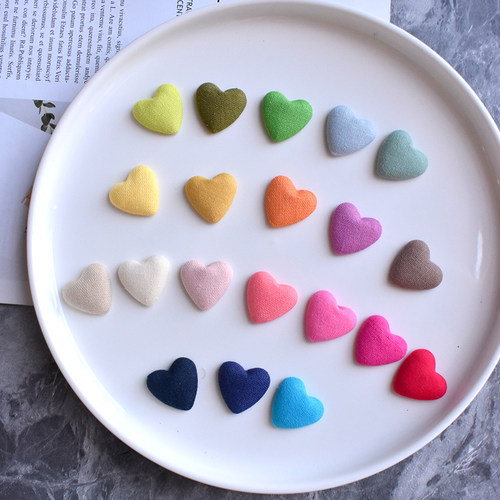 韩国进口纯棉彩色爱心平底包布扣