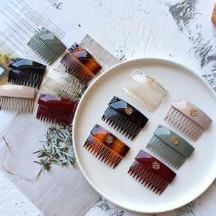 韩国进口前额碎发倒插梳夹手工diy蓬松刘海高颅顶山茶花基础发夹