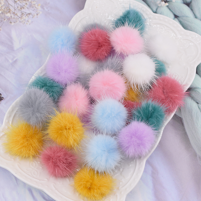 晓巧布 4cm貂毛球手工diy发夹儿童发箍耳饰品装饰材料