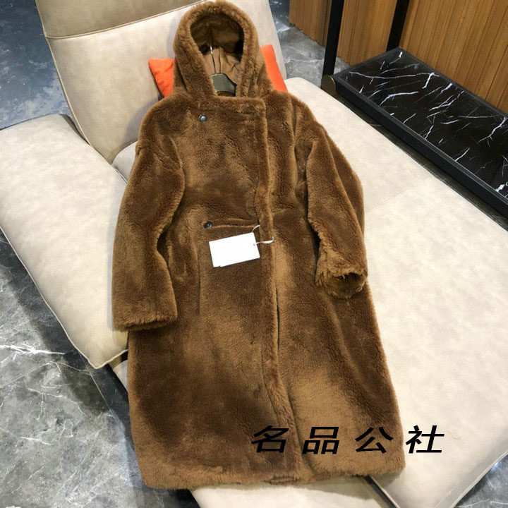 欧美大牌外贸女装高端皮草连帽泰迪熊大衣保暖宽松中长款女士外套
