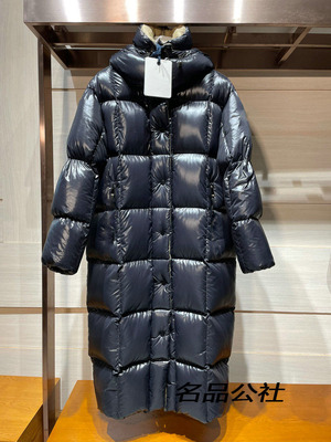 锦纶中长款连帽女装羽绒服卡其里