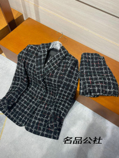 粗花呢格纹西服外套女士短裤 套装 上衣女 时尚 欧美大牌外贸高端女装