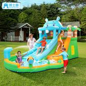 博士豚喷水河马儿童充气城堡家庭室内小型蹦蹦床家用户外大型滑梯