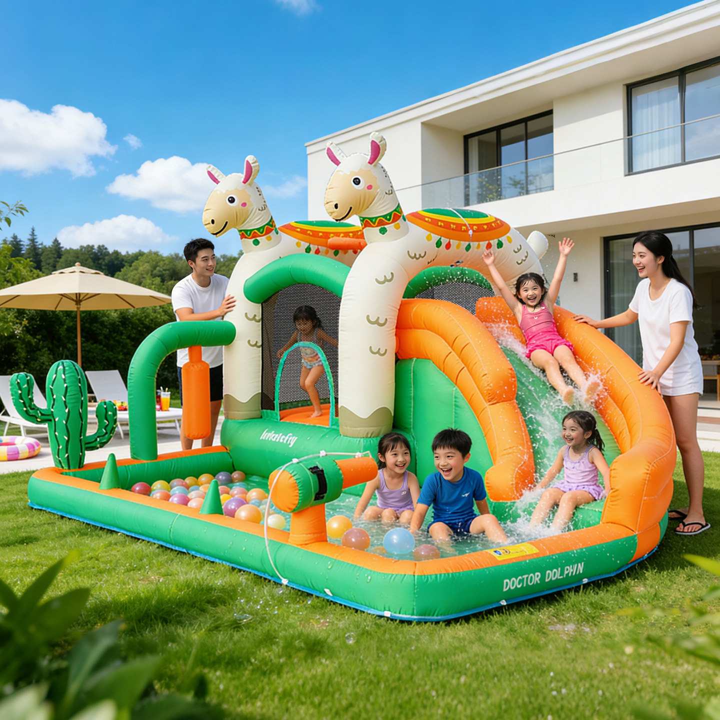 博士豚羊驼充气城堡儿童蹦蹦床室内户外家用游乐园滑梯跳床淘气堡