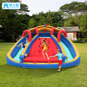 博士豚双滑梯充气城堡儿童蹦蹦床家用室内外跳床攀岩戏水玩具球池