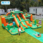 博士豚双滑梯充气城堡大型户外家用室内外儿童小型蹦蹦床跳床玩具