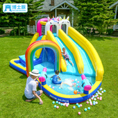 博士豚独角兽双滑梯充气城堡室内小型儿童蹦蹦床室内户外游乐园