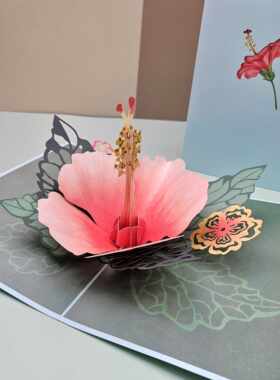 3D立体花束贺卡配信封包邮