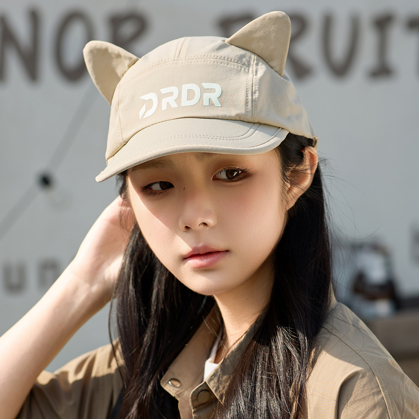 正反两戴可爱猫耳帽子女夏季薄款遮阳帽防晒帽鸭舌帽大头围棒球帽
