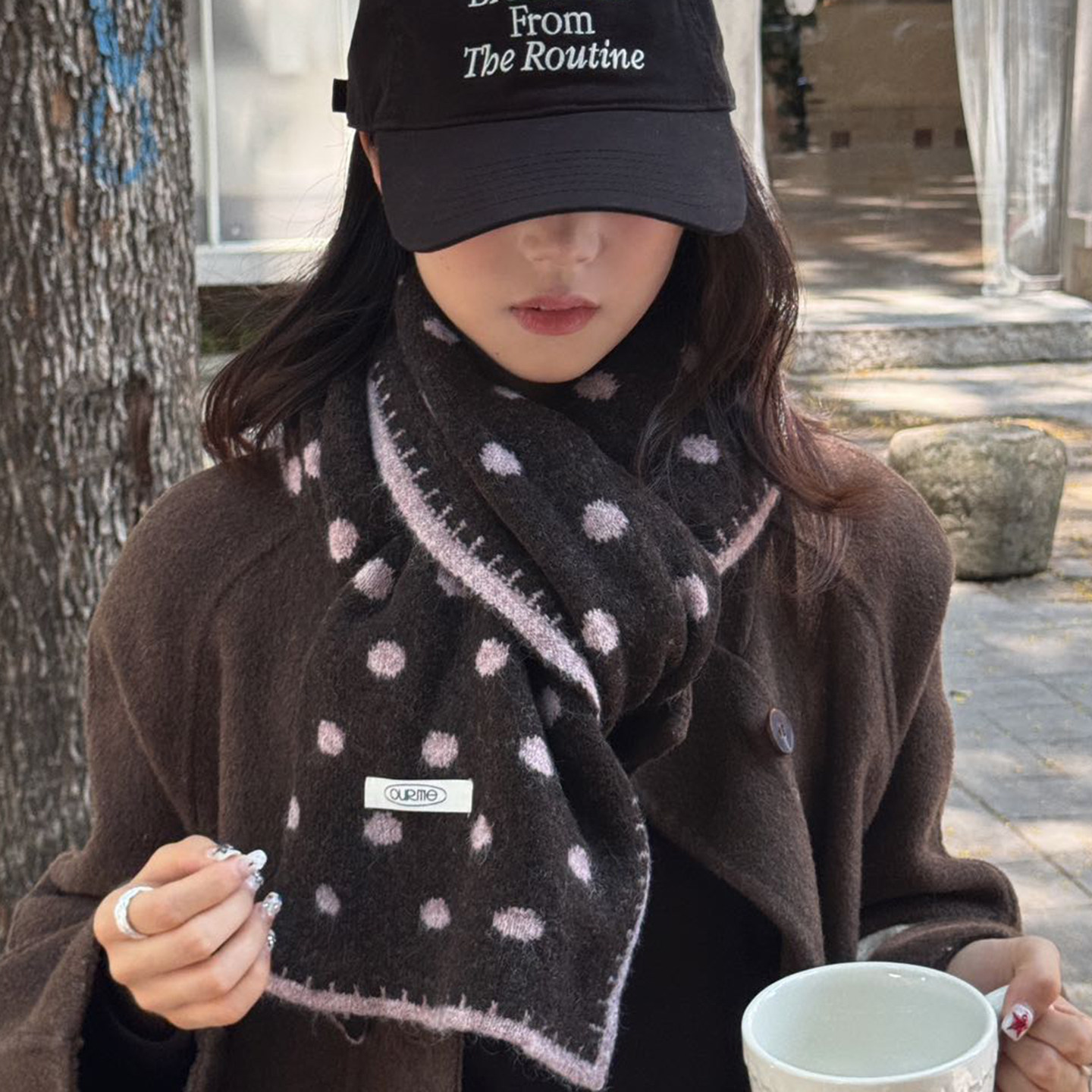 韩版慵懒风波点针织毛绒围巾女2025秋冬季新款加厚保暖学院风围脖