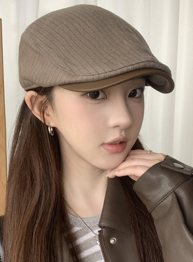 英伦复古显脸小女秋季前进帽