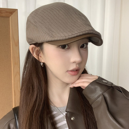 英伦复古显脸小女秋季前进帽