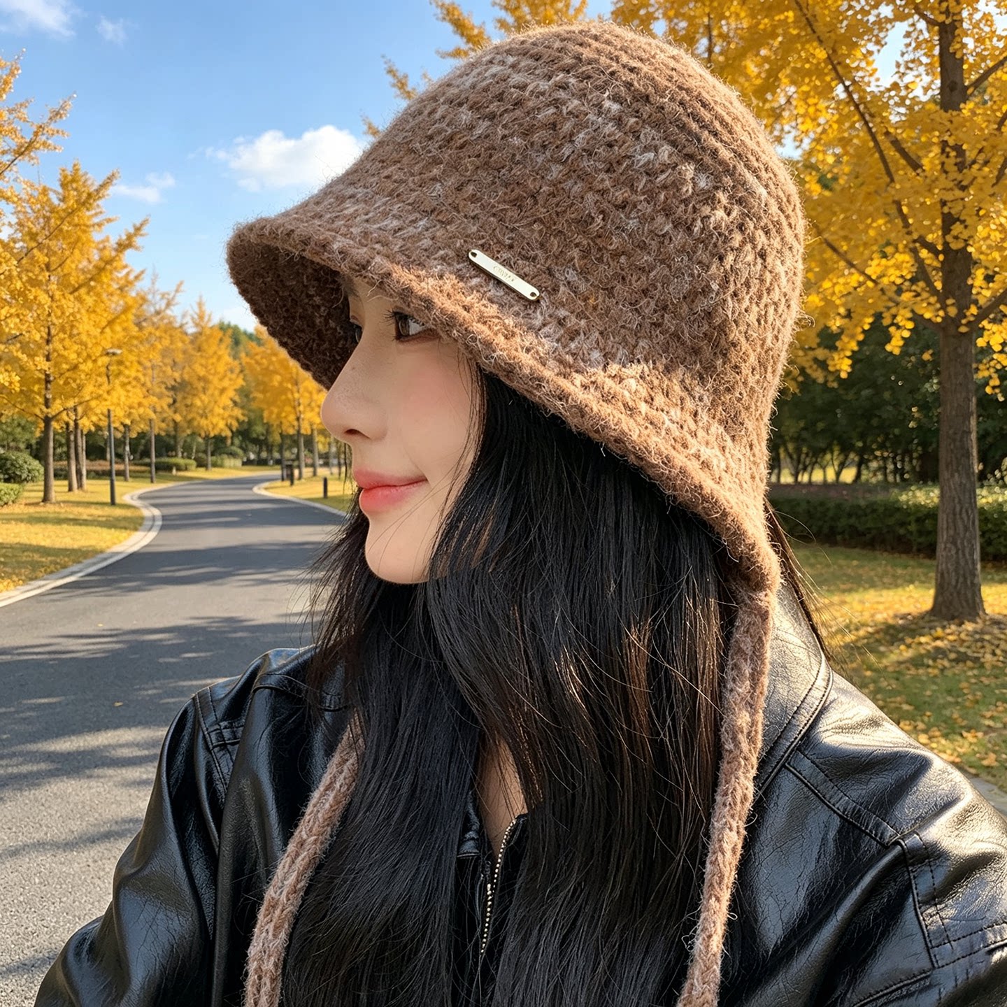 韩版流苏针织渔夫帽女保暖显脸小