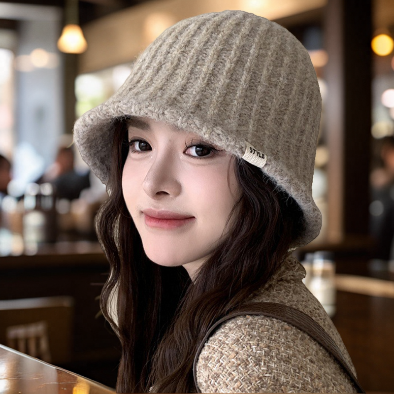 灵允针织条纹渔夫帽女冬厂家直销