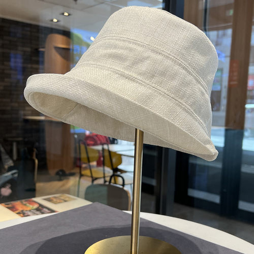 日系简约棉麻卷边遮阳渔夫帽女