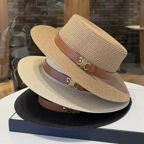 草帽出游休闲女款春季平檐金属扣
