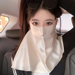 100%桑蚕丝防晒面罩女款夏季开车骑行户外面纱防紫外线护颈护眼角