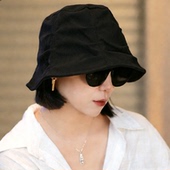 韩系复古褶皱渔夫帽子女早秋2026新款 素颜遮脸水桶帽 休闲百搭时尚