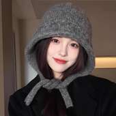 纯色针织帽子女2026秋冬季 加厚保暖大头围护耳帽防寒包头帽潮 新款