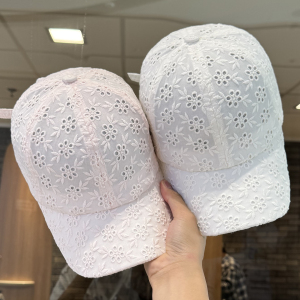 蕾丝花朵刺绣帽子女夏季新款透气遮阳帽防晒帽显脸小棒球帽鸭舌帽