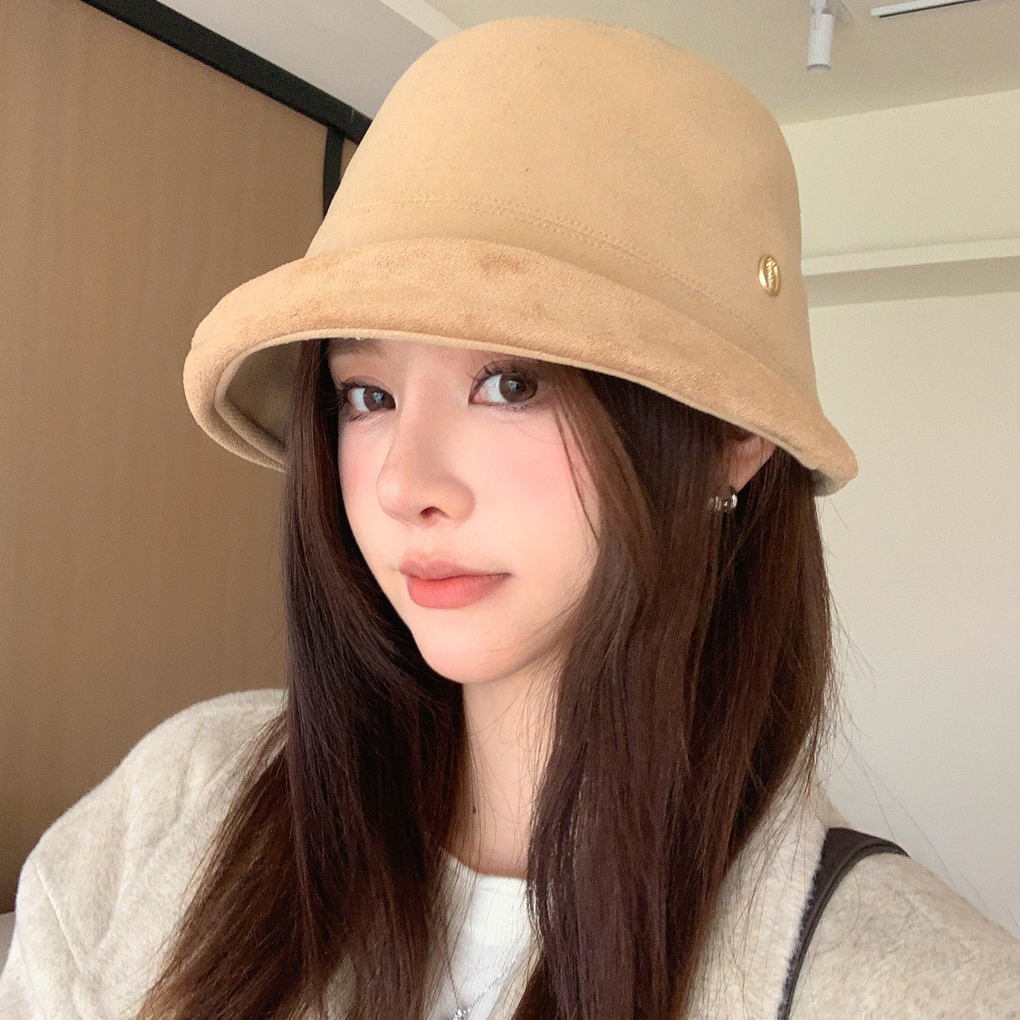 英伦赫本风宽檐显脸小渔夫帽女
