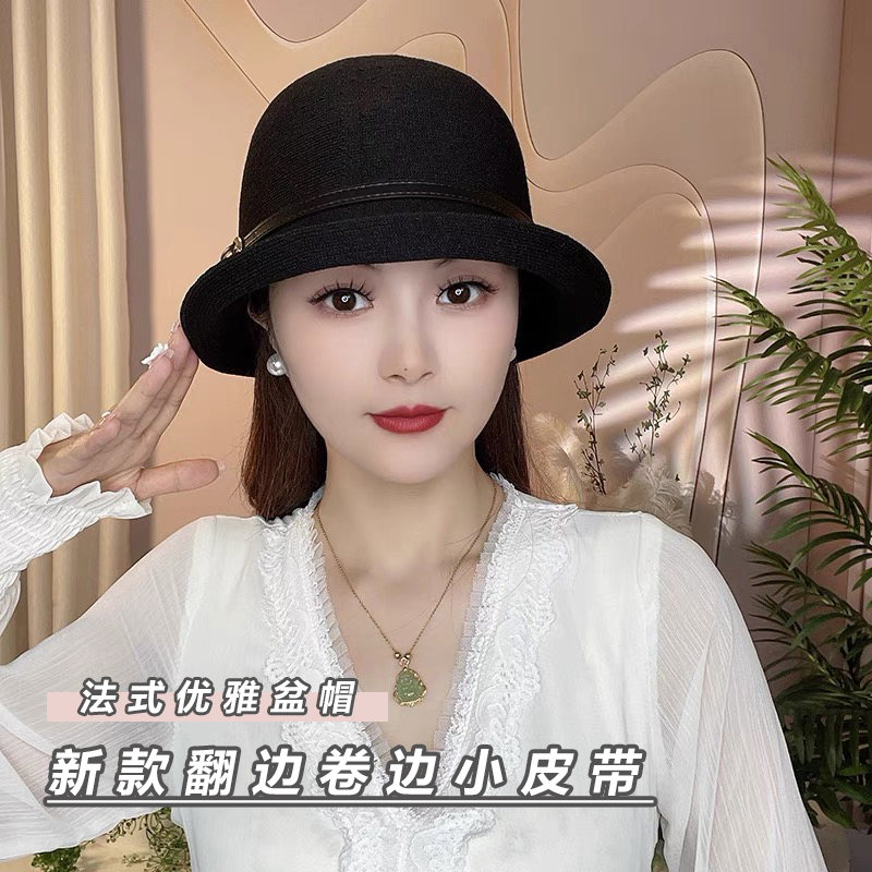 新款赫本风卷边盆帽夏季厂家直销图片