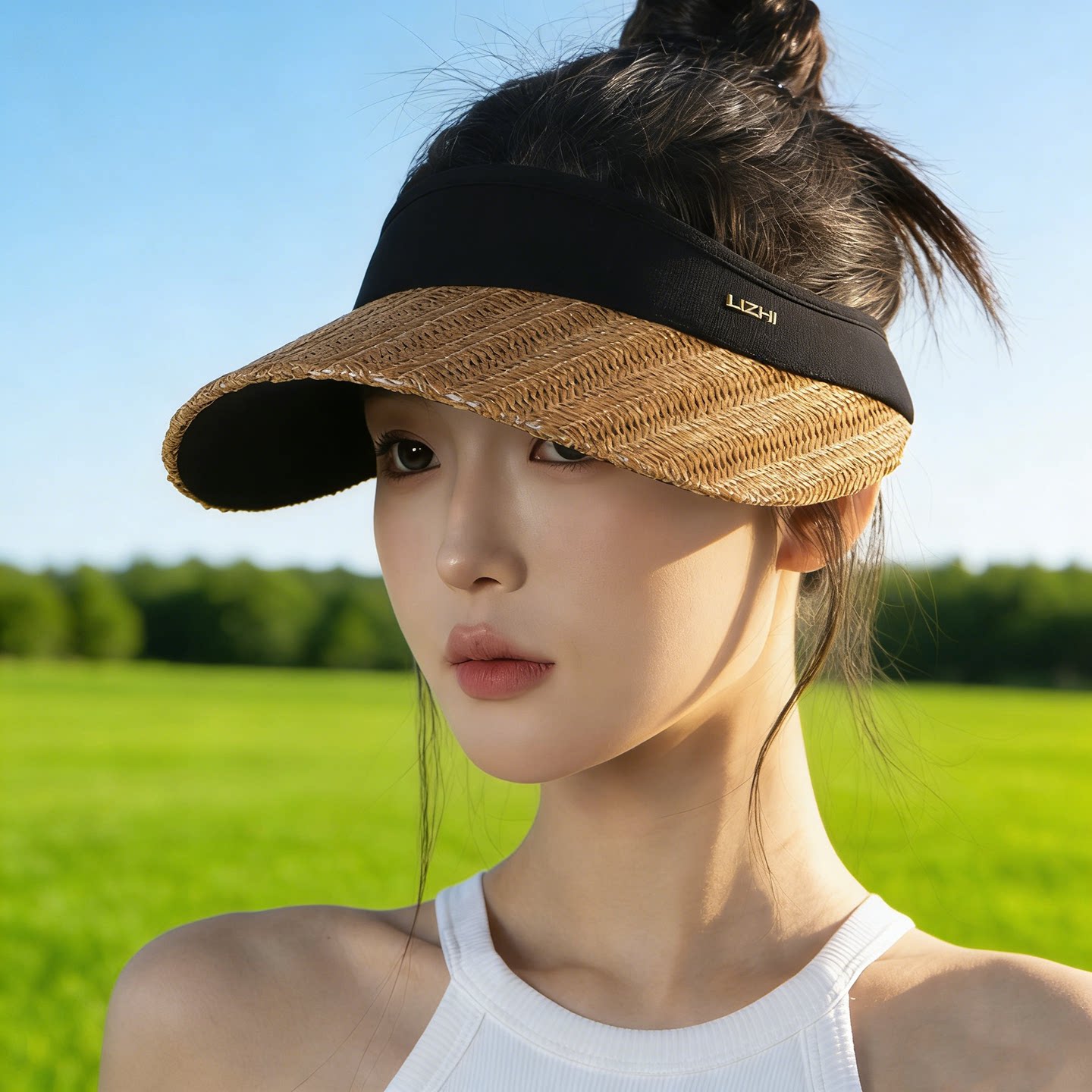 夏季UPF50+防晒显脸小空顶帽女