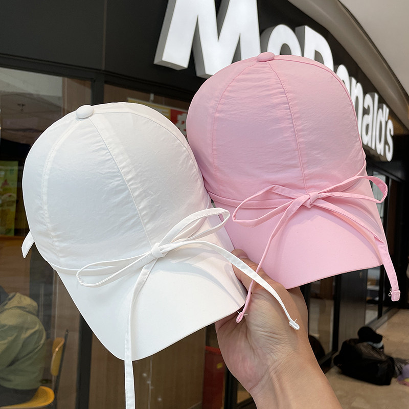速干绑带蝴蝶结棒球帽子女款2026新款夏季显脸小防晒鸭舌帽遮阳帽