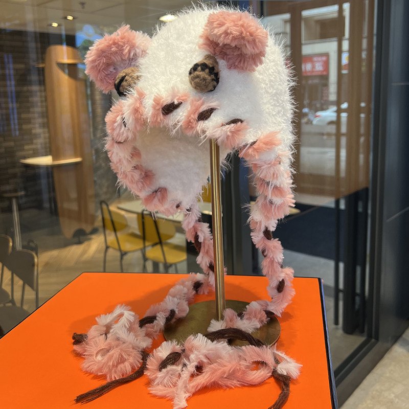 2025年秋冬季新款可爱卡通怪兽流苏针织帽子女防寒保暖护耳雷锋帽,服饰配件/皮带/帽子/围巾,帽子,淘宝优惠券,粉丝福利购,淘宝优惠卷