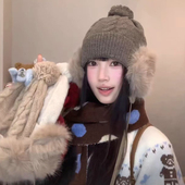 针织帽防寒护耳一体毛线帽冷帽 新款 保暖洋气毛绒帽子女款 2026冬季