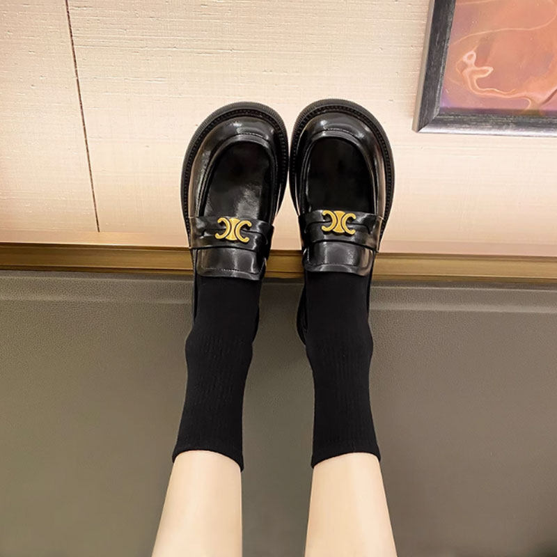 真皮软底乐福鞋女一脚蹬厚底单鞋