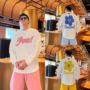 冬季新款百搭时尚休闲字母圆领套头潮流个性加绒加厚男款卫衣