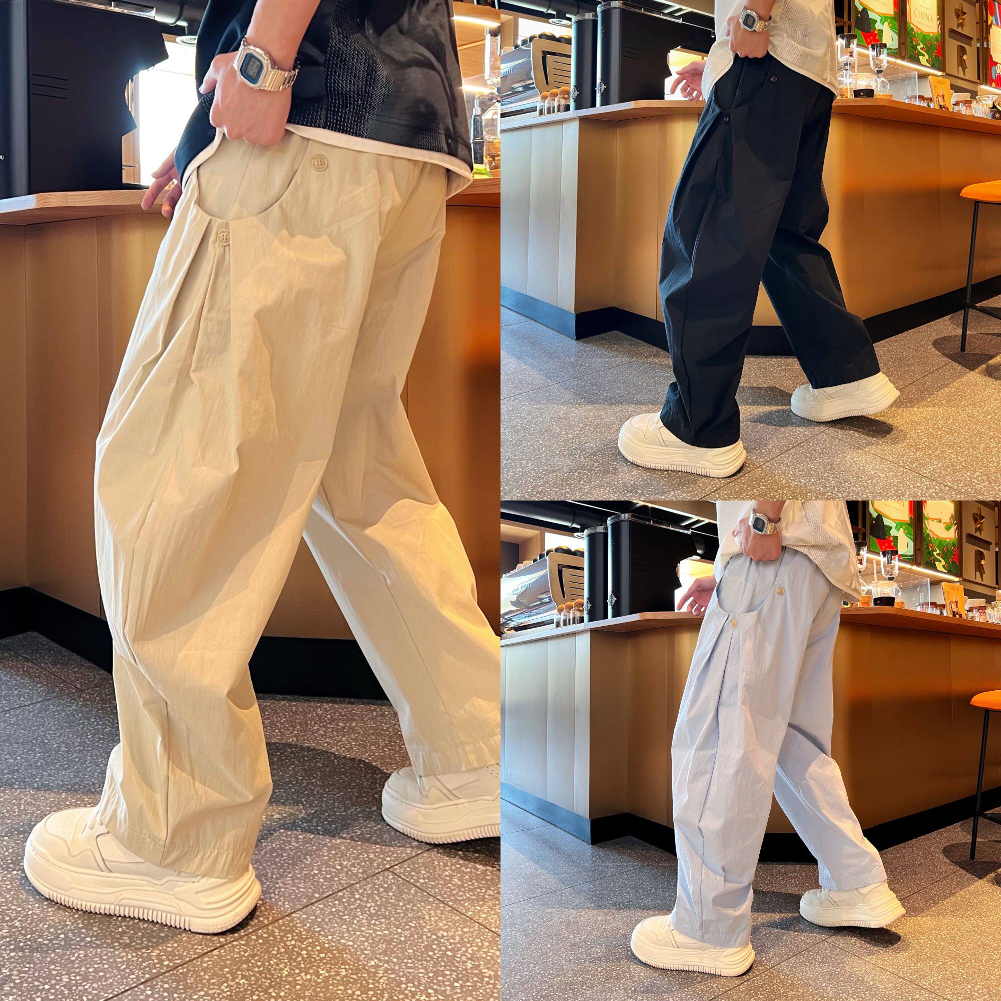 春季新款时尚百搭潮流个性日系简约设计感宽松美式直筒男款休闲裤