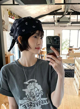 韩系博主甜酷辣妹风包头头巾凹造型氛围感装饰丝巾女潮春夏季时髦