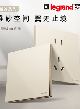 罗格朗维翼系列粉铂金色一开单控五孔磨砂超薄开关插座面板86型