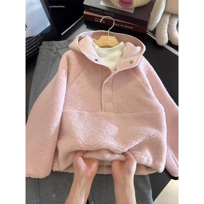 女童加绒卫衣秋冬保暖毛毛衣