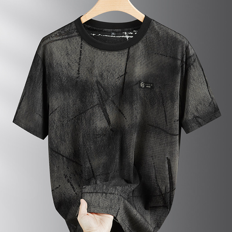 2025夏季新款大码圆领短袖T恤男胖子加肥加大号宽松休闲体恤衫潮t
