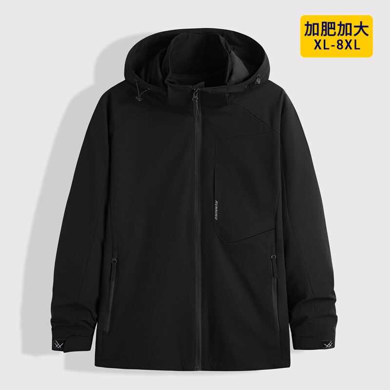 春秋新款加肥加大码男装可脱卸帽弹力运动休闲夹克胖子男宽松外套