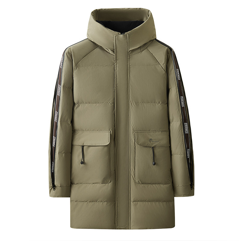 特大码中长款90鸭绒羽绒服男加肥加大潮胖子冬季加厚保暖连帽外套