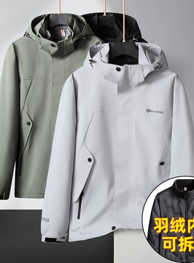 冬季脱卸内胆羽绒服男士加肥加大抗寒保暖袄子中年高端三合一外套