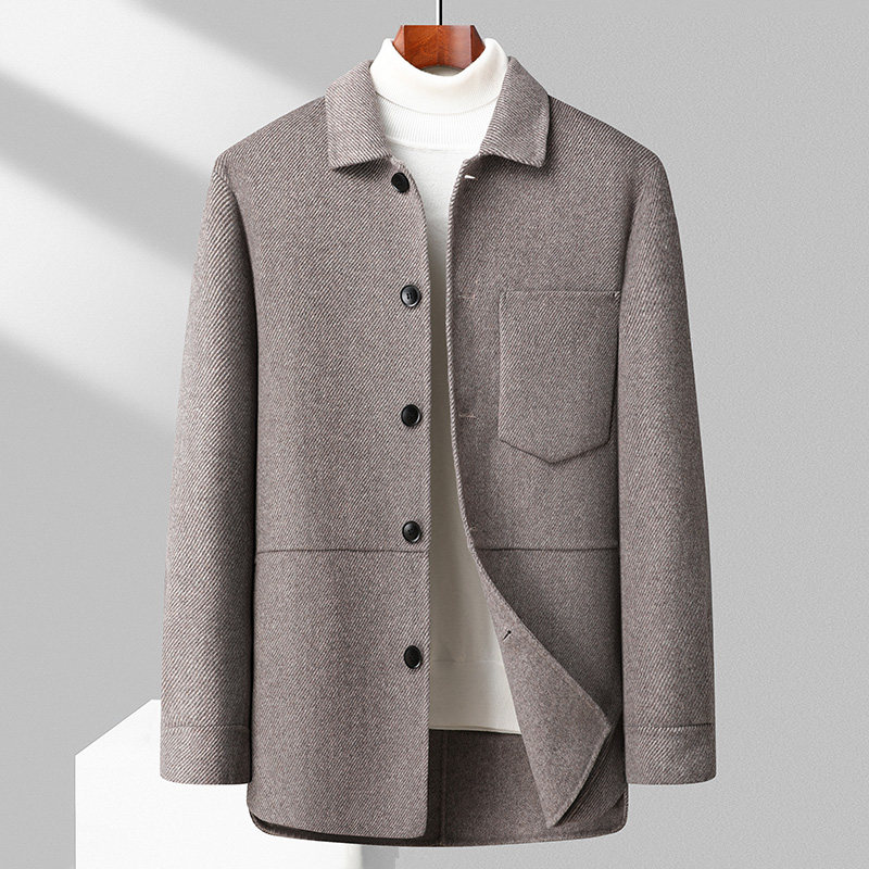 外套大码短款羊毛大衣男加肥加大胖商务休闲毛呢夹克呢子保暖冬季