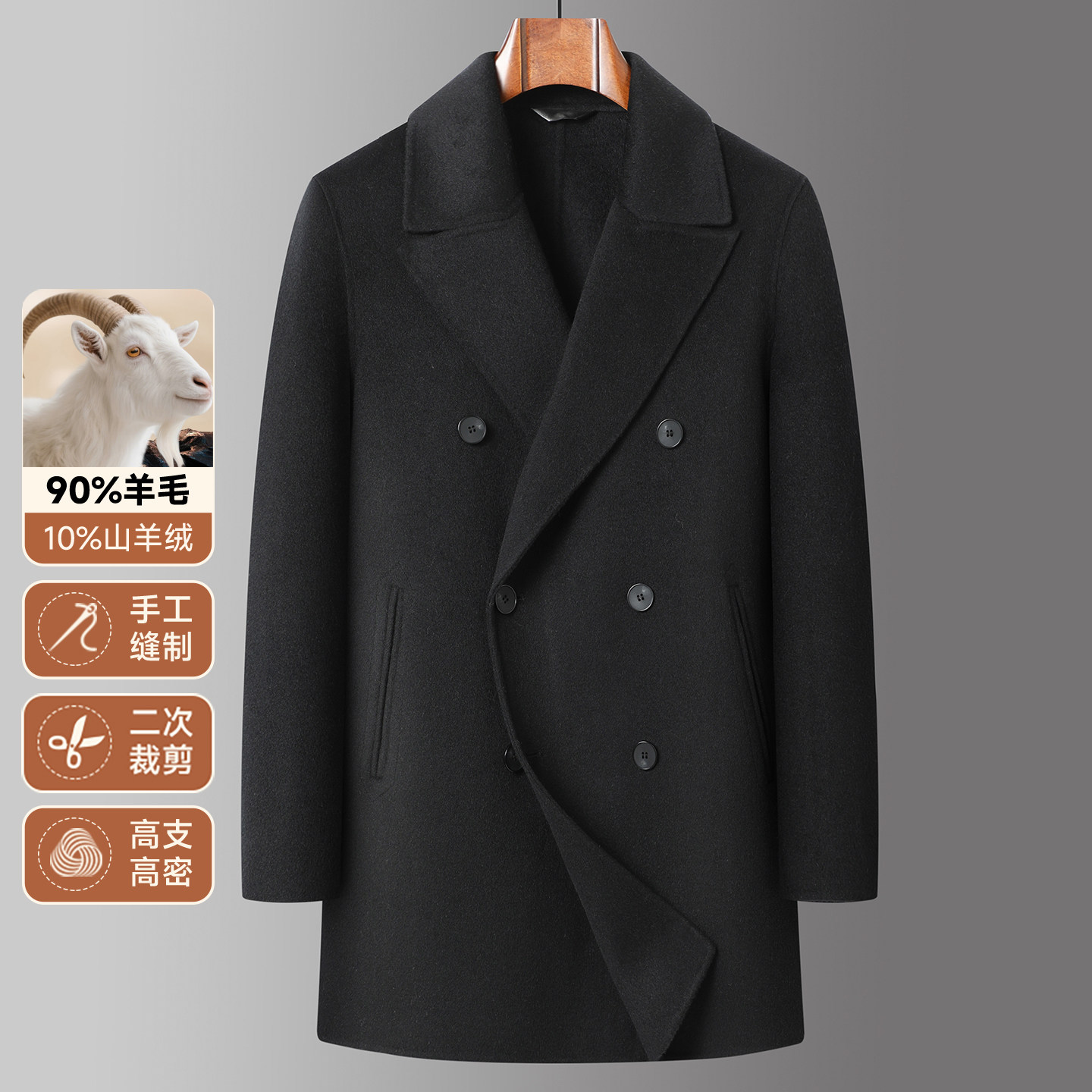 外套大码短款羊毛大衣男加肥加大胖商务休闲毛呢夹克呢子保暖冬季